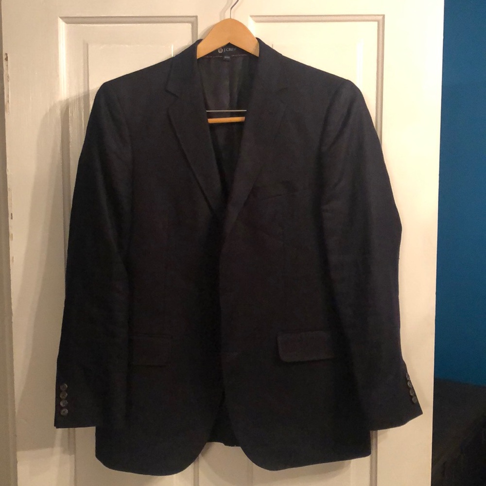 JCrew navy linen men’s suit jacket in size 40R